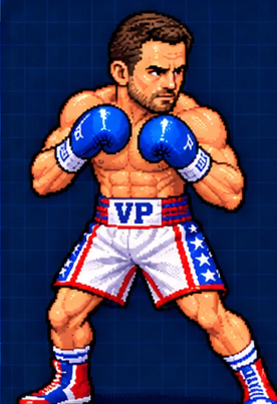 The Veep, Middleweight contender, in his fighting stance.