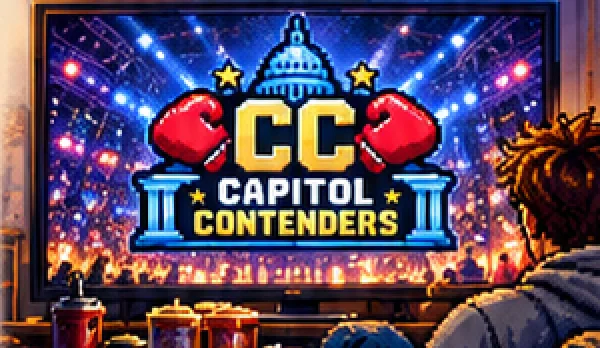 The TV switches to a Capitol Contenders title card, Joe watching from the couch.